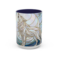 Pearl White Wolf Stained Glass Style Mug