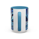 Cobalt Wolf Reflection Stained Glass Style Mug