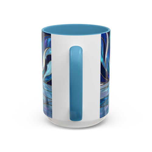 Cobalt Wolf Reflection Stained Glass Style Mug