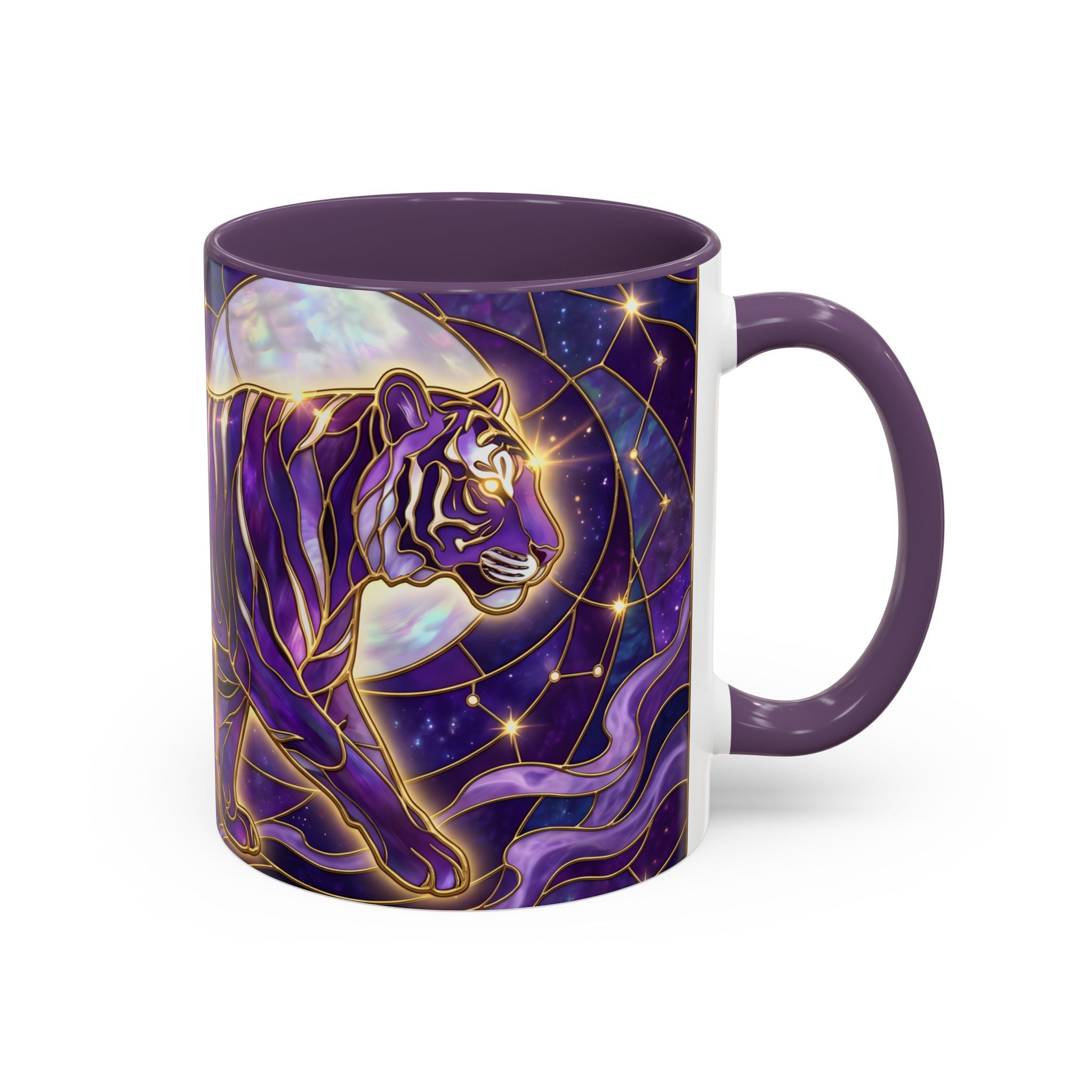 Celestial Purple Tiger Stained Glass Style Mug