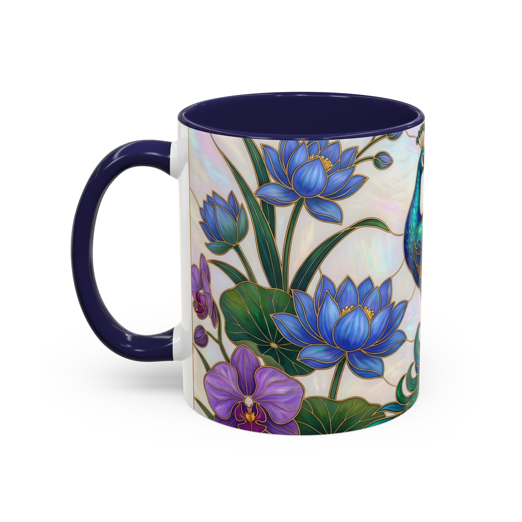 Blooming Peacock Stained Glass Style Mug