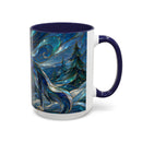 Blue Wolf Stained Glass Style Mug