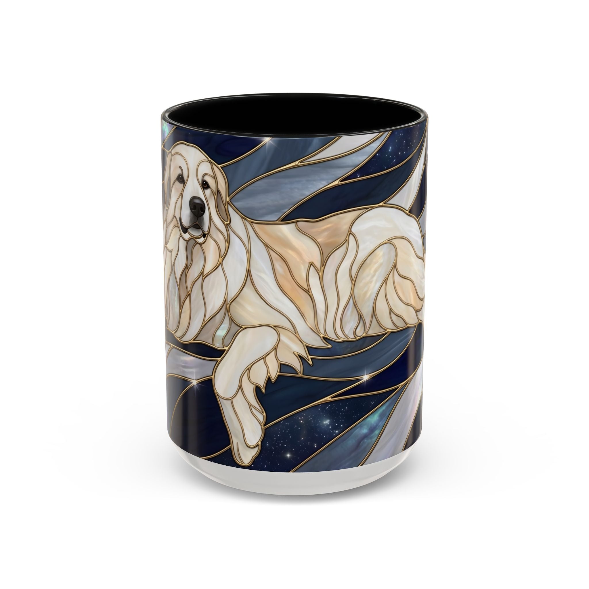 Navy Glow Great Pyrenees Stained Glass Style Mug