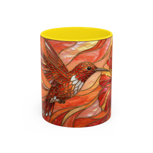 Hibiscus Glow Hummingbird Stained Glass Style Mug