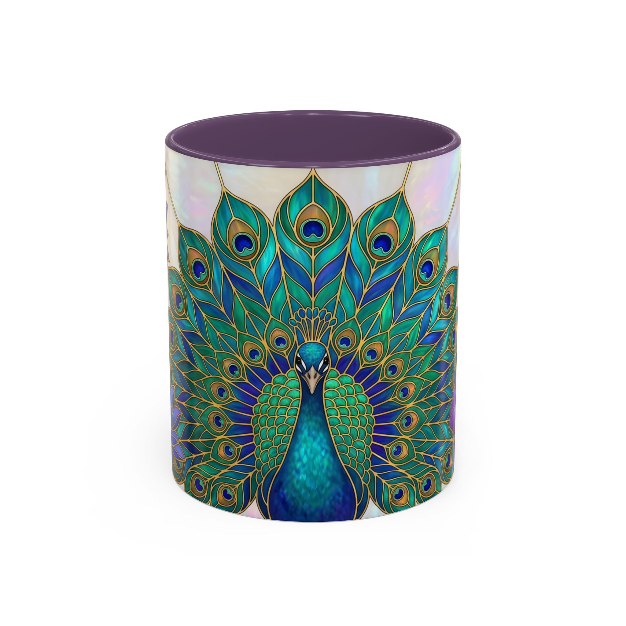 Floral Peacock Stained Glass Style Mug