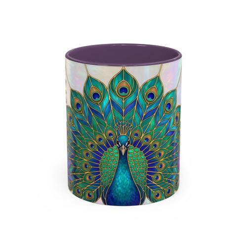 Floral Peacock Stained Glass Style Mug