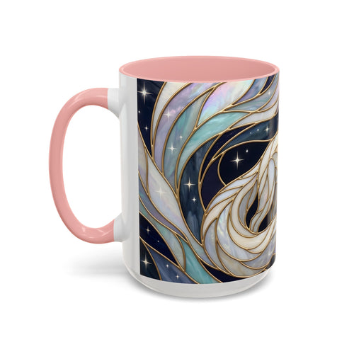Starlit Arctic Fox Stained Glass Style Mug