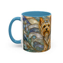 Blue Glow Yorkshire Terrier Stained Glass Style Mug