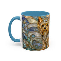 Blue Glow Yorkshire Terrier Stained Glass Style Mug
