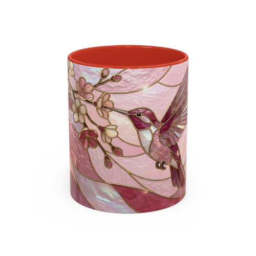 Pink Blossom Hummingbird Stained Glass Style Mug