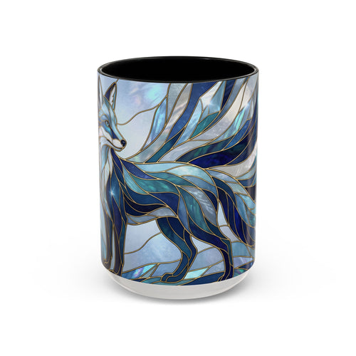 Icy Blue Fox Stained Glass Style Mug