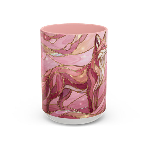 Rose Glow Fox Stained Glass Style Mug
