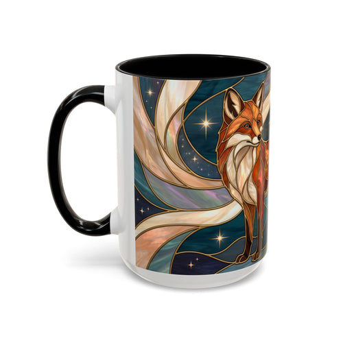 Teal Night Fox Stained Glass Style Mug