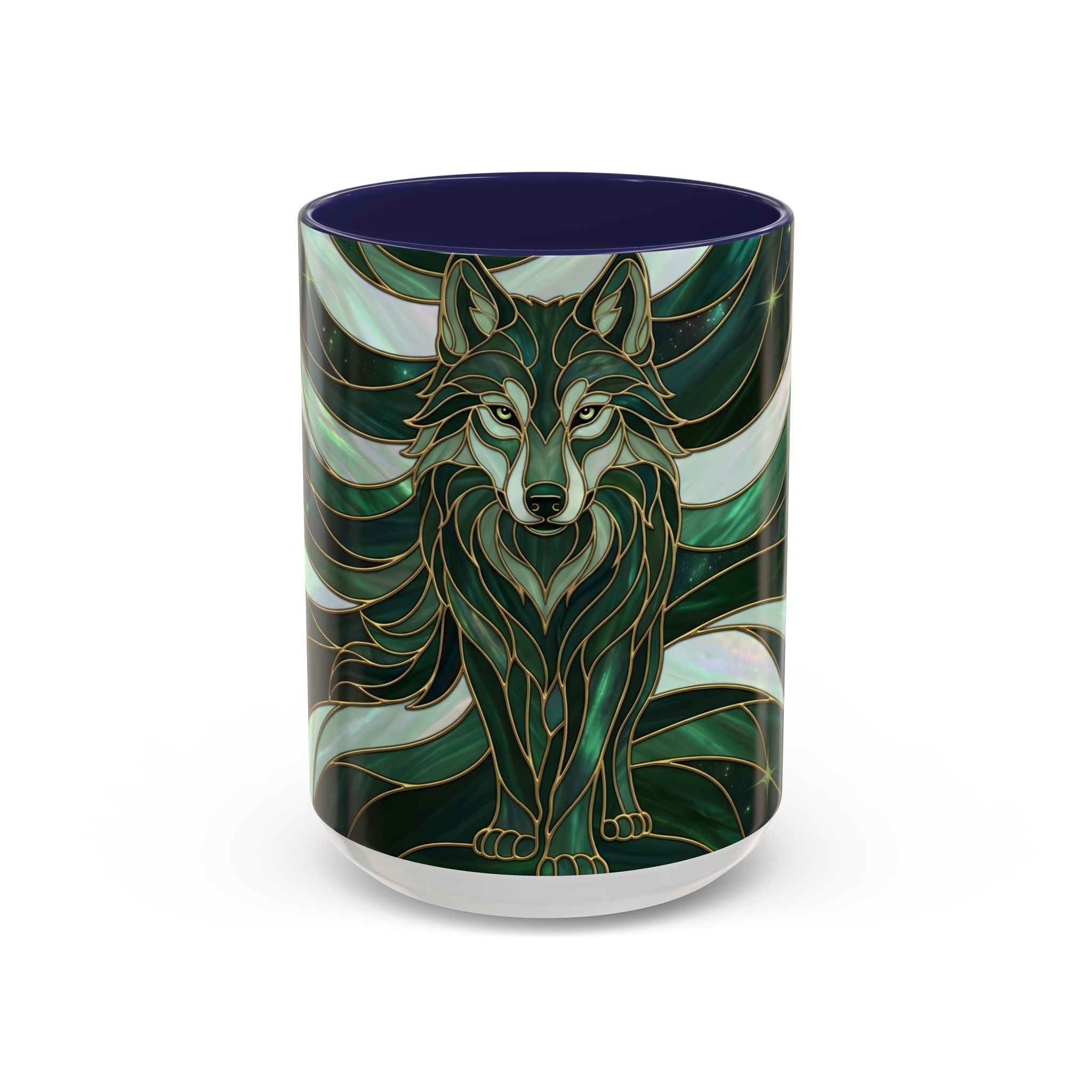 Jade Wolf Stained Glass Style Mug