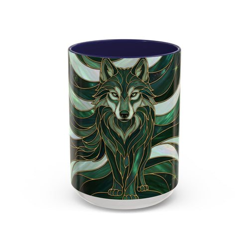 Jade Wolf Stained Glass Style Mug