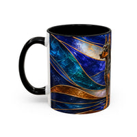 Blue Wave Doberman Pinscher Stained Glass Style Mug