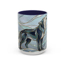 Mystical Blue Wolf Stained Glass Style Mug