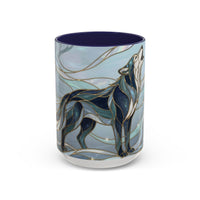 Mystical Blue Wolf Stained Glass Style Mug