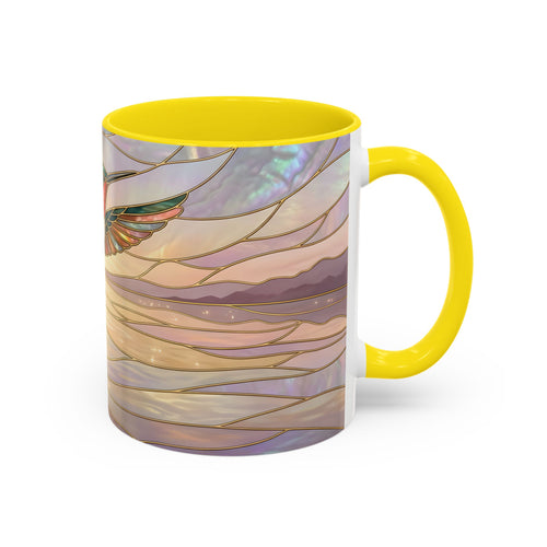 Serene Horizon Hummingbird Stained Glass Style Mug