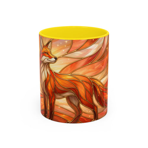 Orange Glow Fox Stained Glass Style Mug