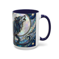 Sapphire Wolf Stained Glass Style Mug