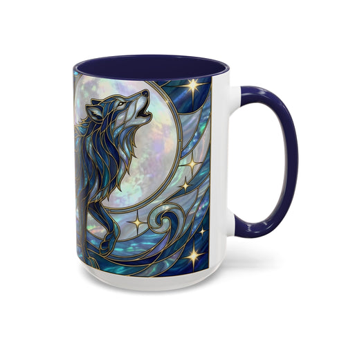 Sapphire Wolf Stained Glass Style Mug