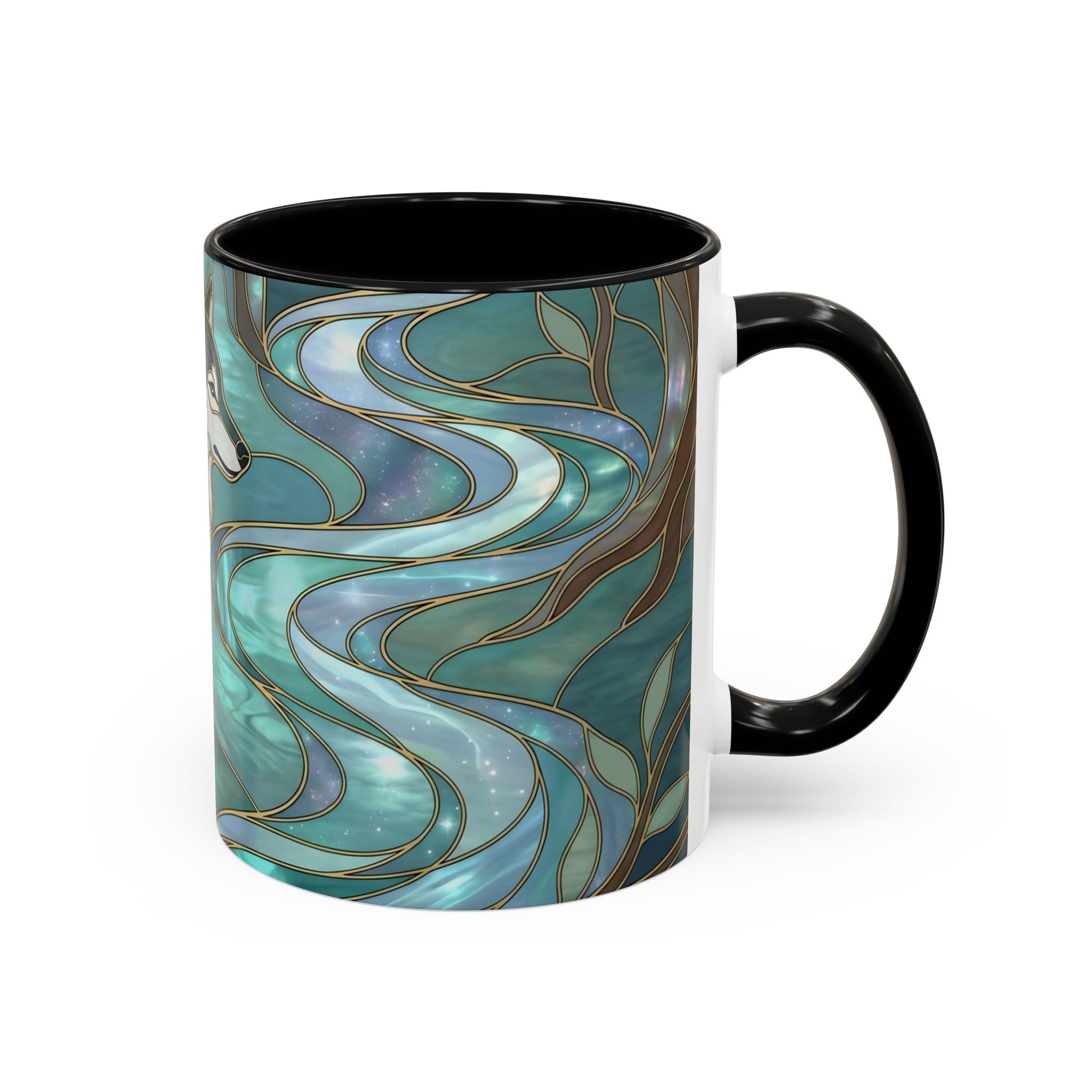 Forest Wolf Stained Glass Style Mug