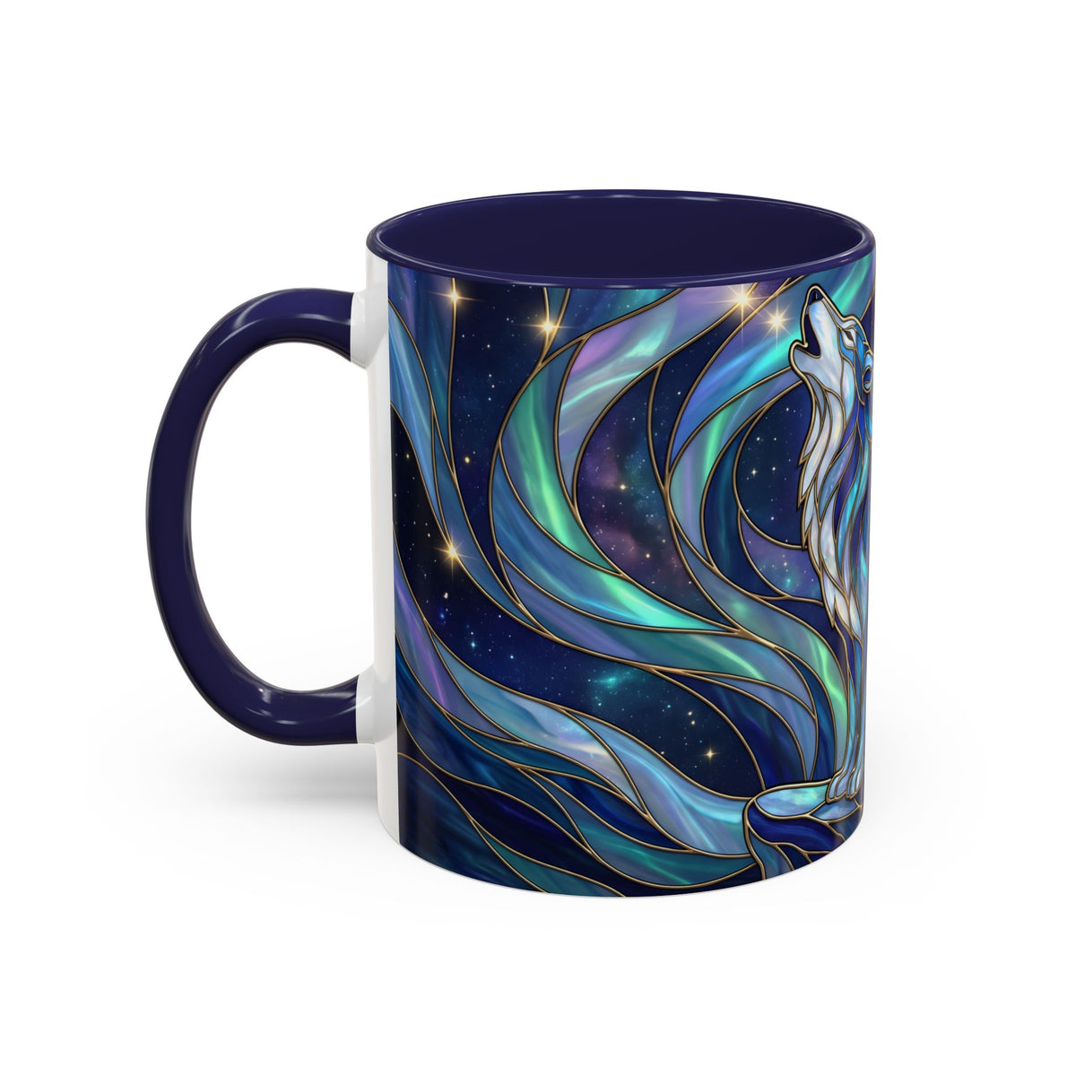 Aurora Howl Wolf Stained Glass Style Mug