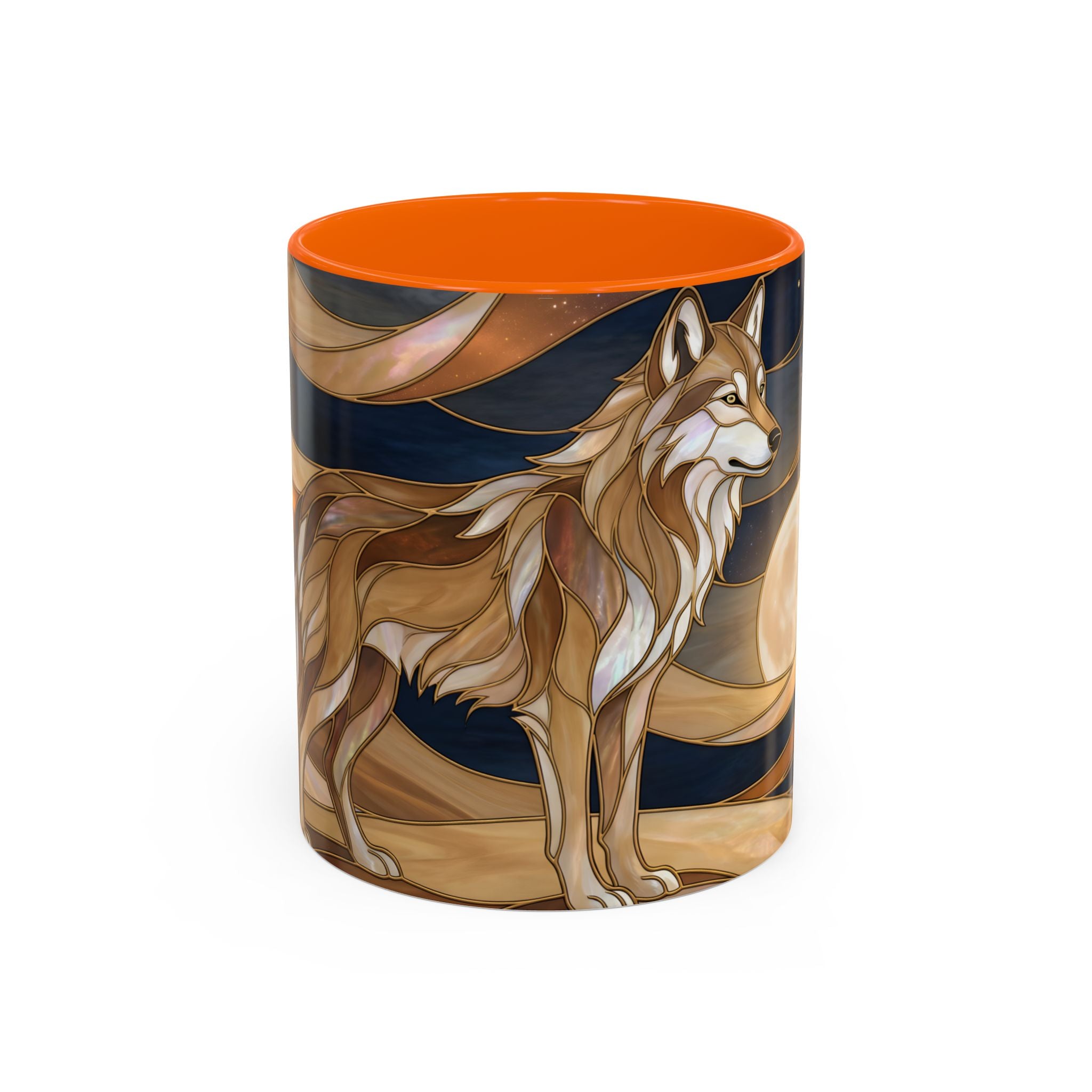 Nightscape Wolf Moon Stained Glass Style Mug