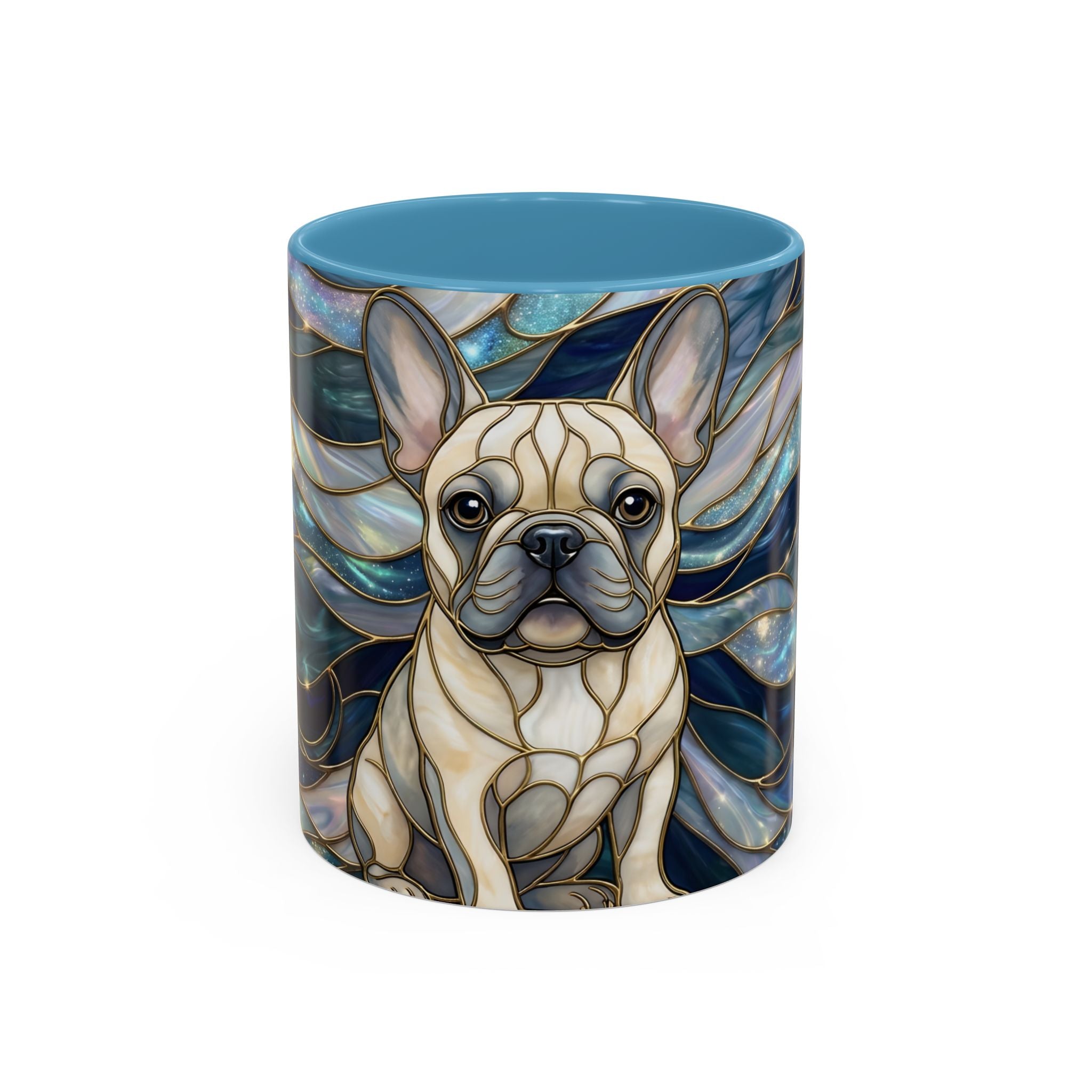 Sapphire Glow French Bulldog Stained Glass Style Mug