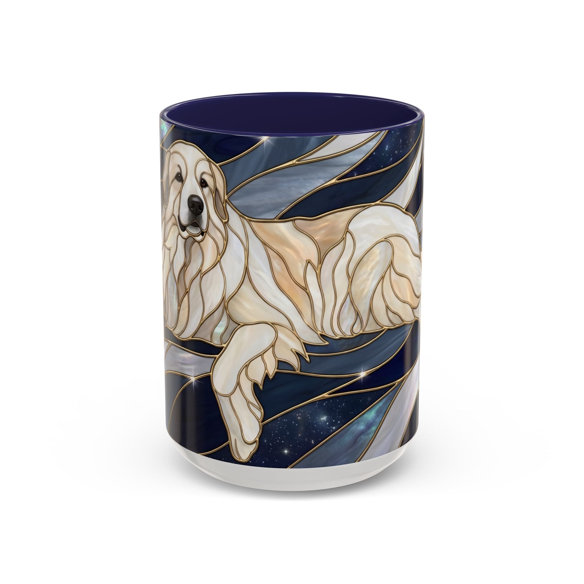 Navy Glow Great Pyrenees Stained Glass Style Mug