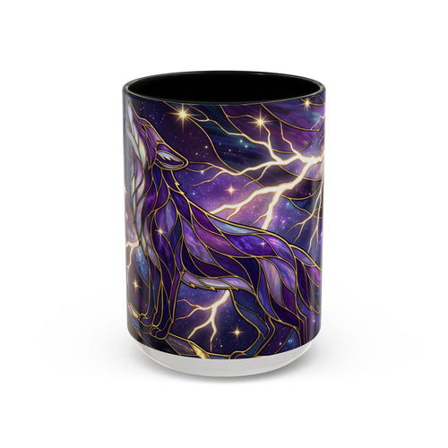 Purple Storm Fox Stained Glass Style Mug
