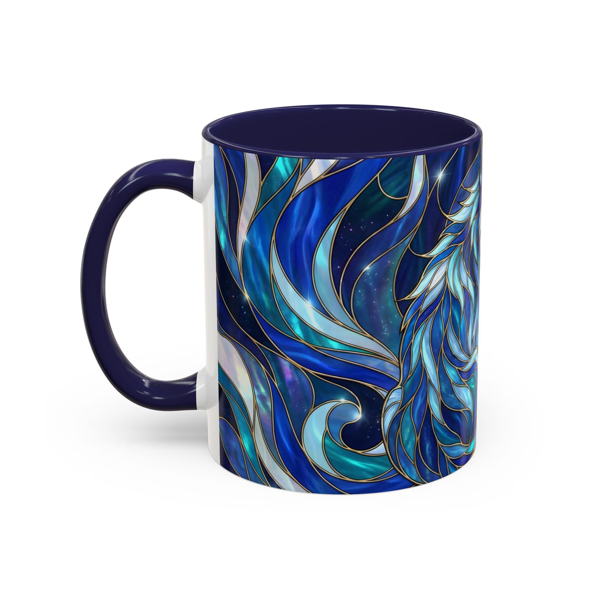 Cobalt Wolf Guardian Stained Glass Style Mug