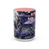 Night Sakura Wolf Stained Glass Style Wolf Coffee Mug