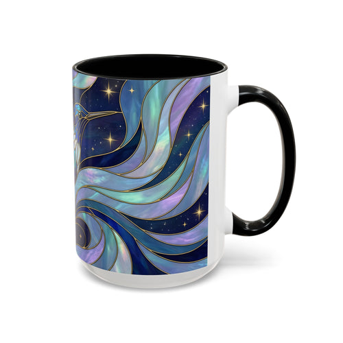 Blue Glow Hummingbird Stained Glass Style Mug