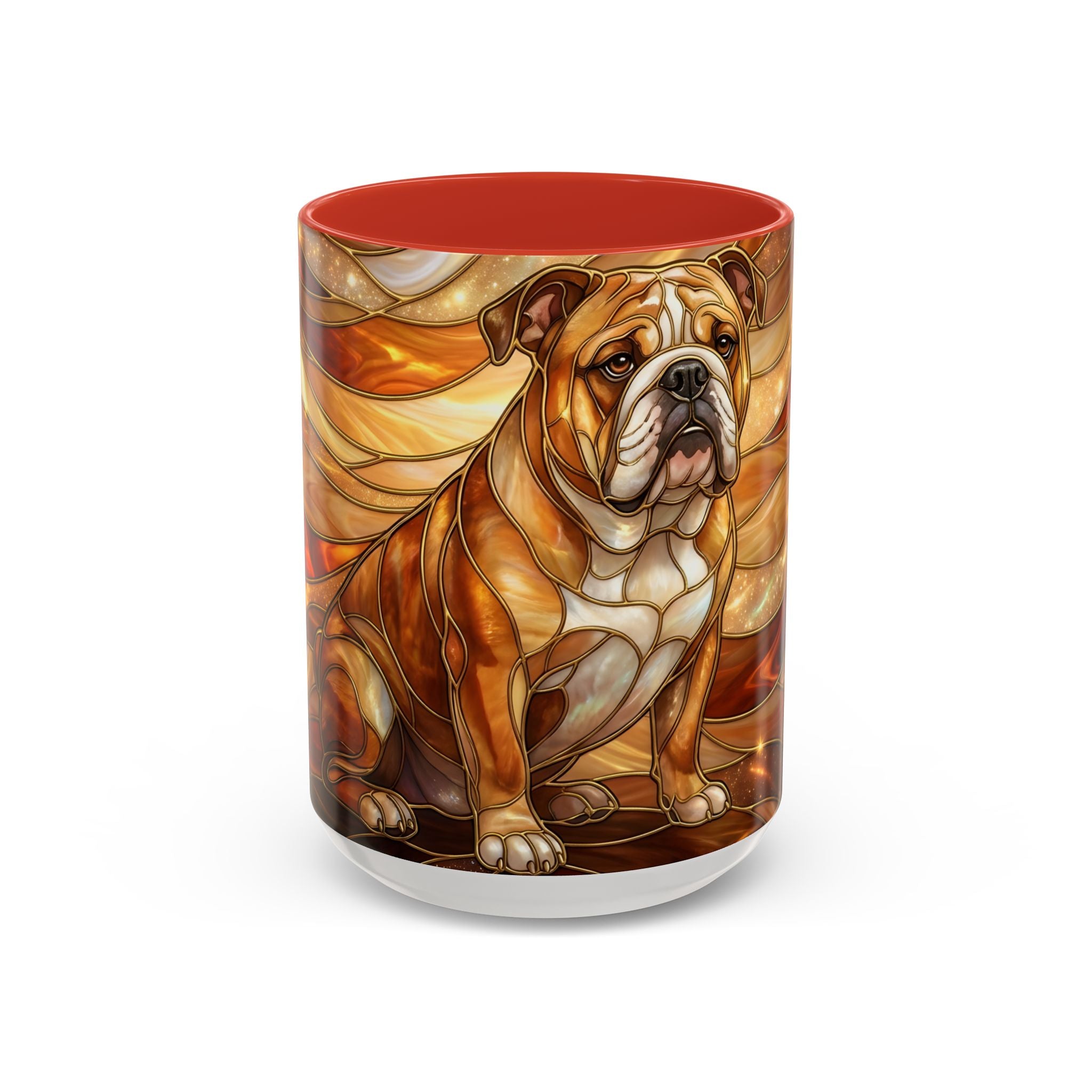 Amber Bulldog Stained Glass Style Mug