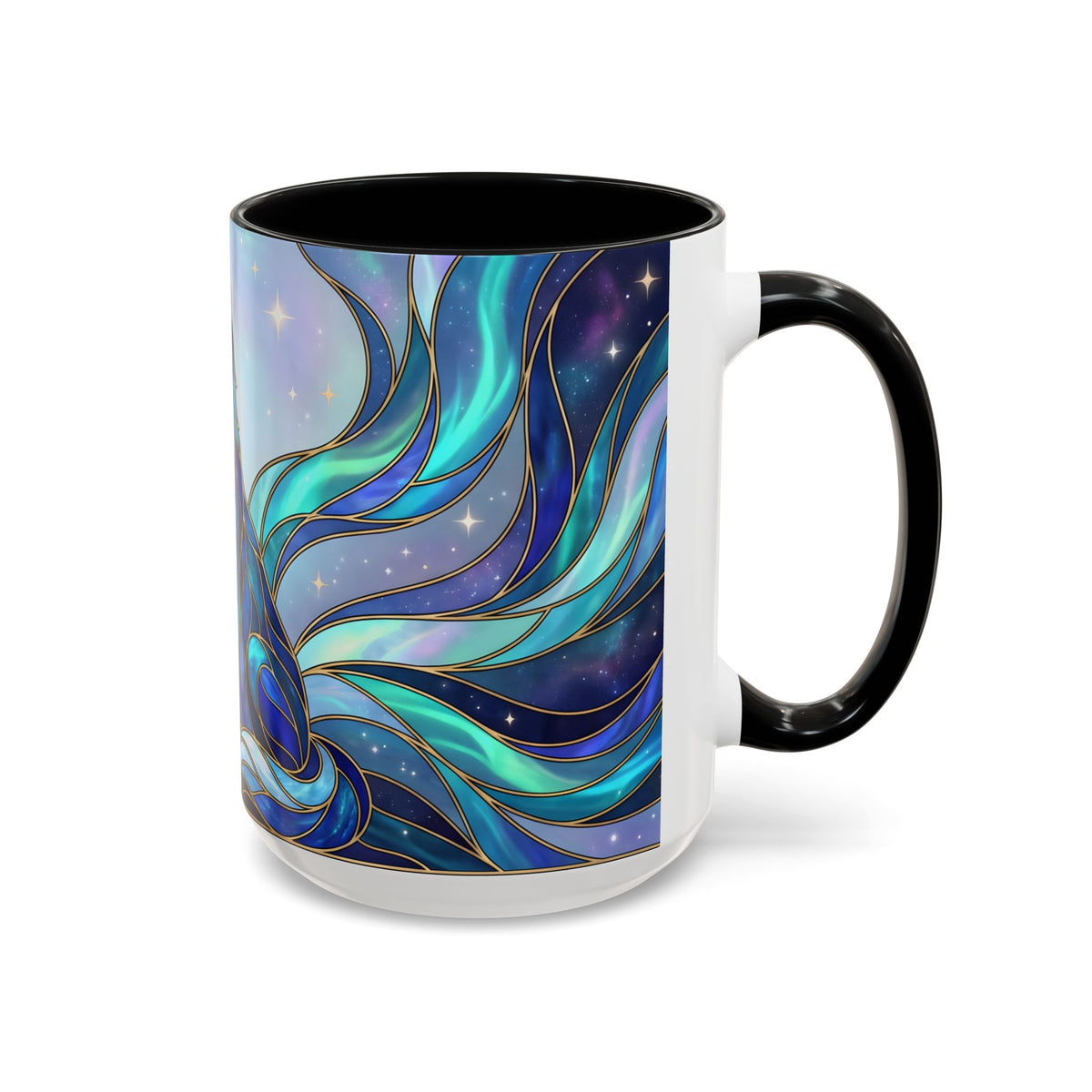 Aurora Wolf Stained Glass Style Mug