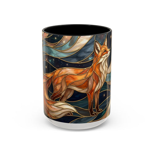 Celestial Night Fox Stained Glass Style Mug