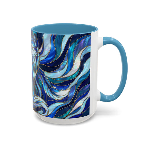 Cobalt Wolf Duo Stained Glass Style Mug