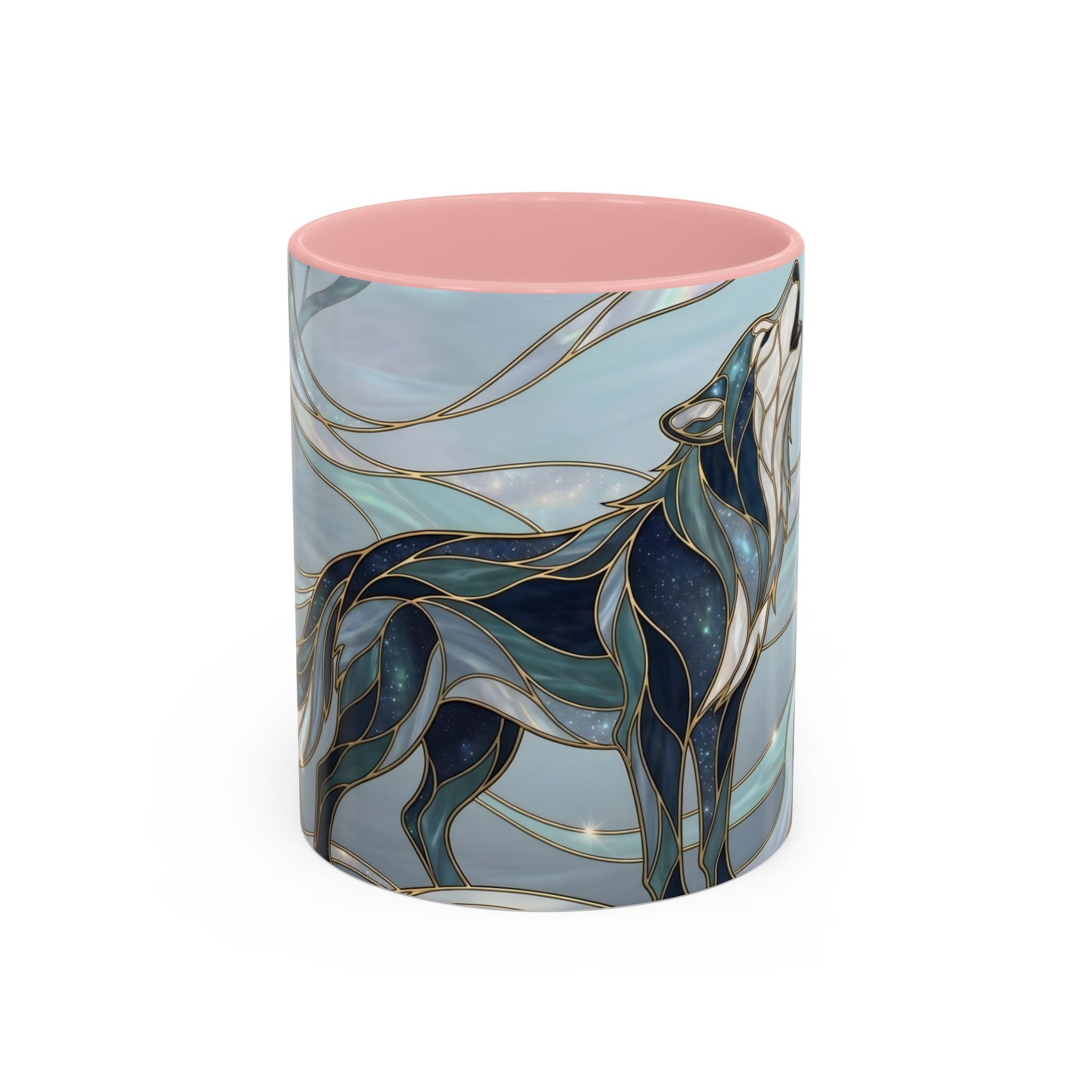 Mystical Blue Wolf Stained Glass Style Mug