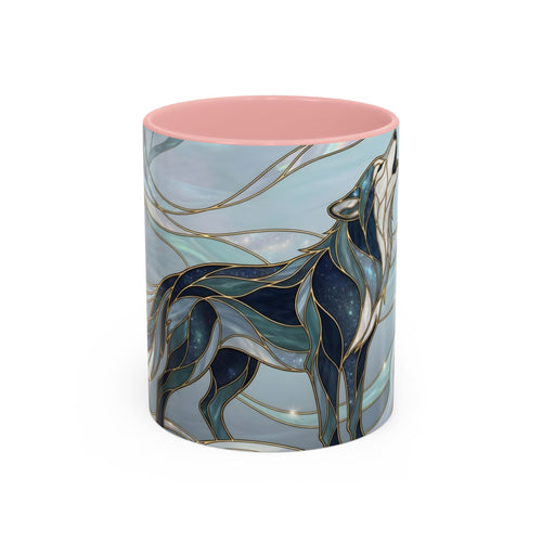 Mystical Blue Wolf Stained Glass Style Mug