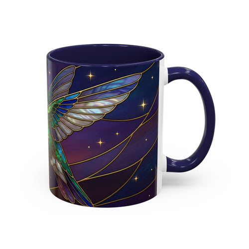 Sunset Sky Hummingbird Stained Glass Style Mug