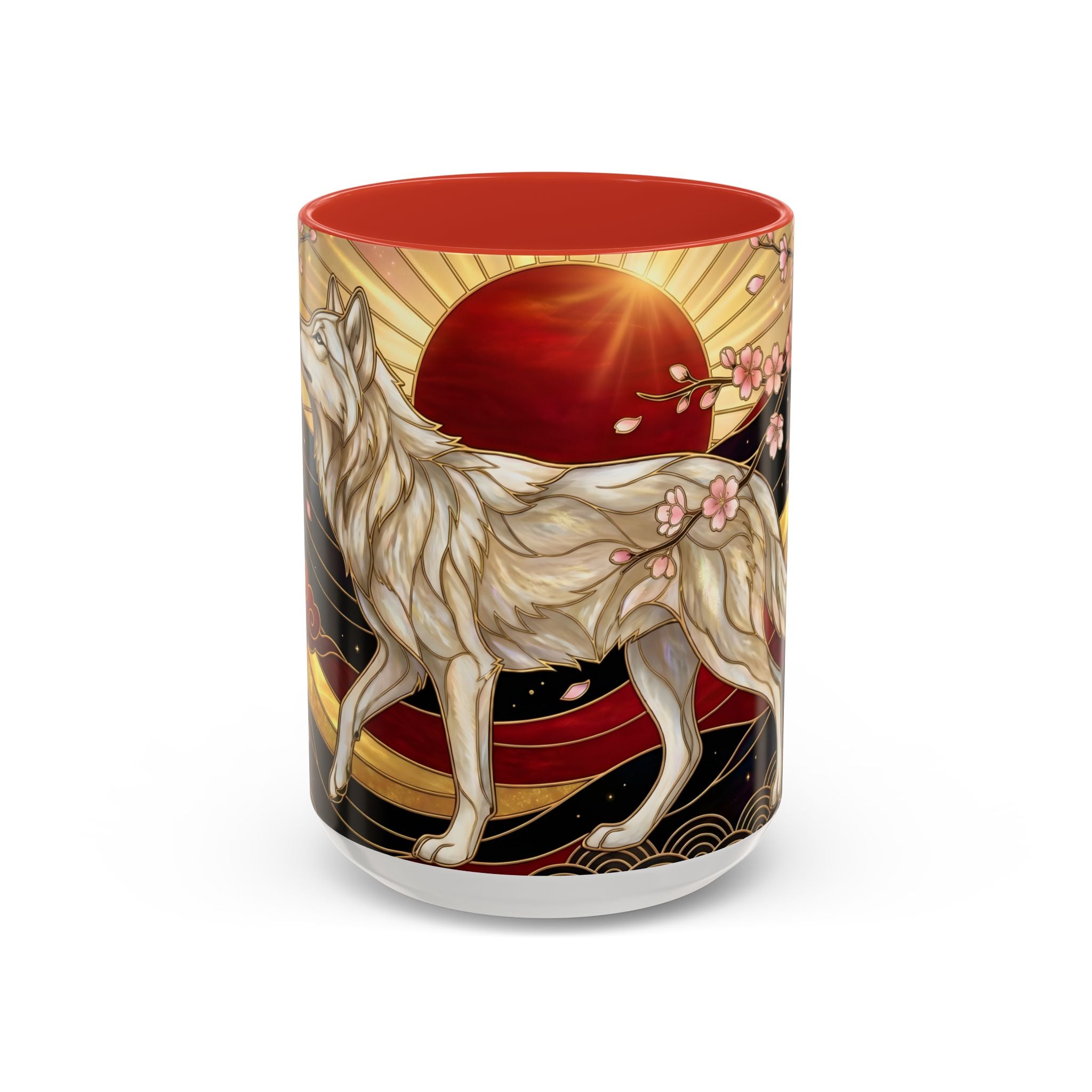 Sakura Wolf Stained Glass Style Mug