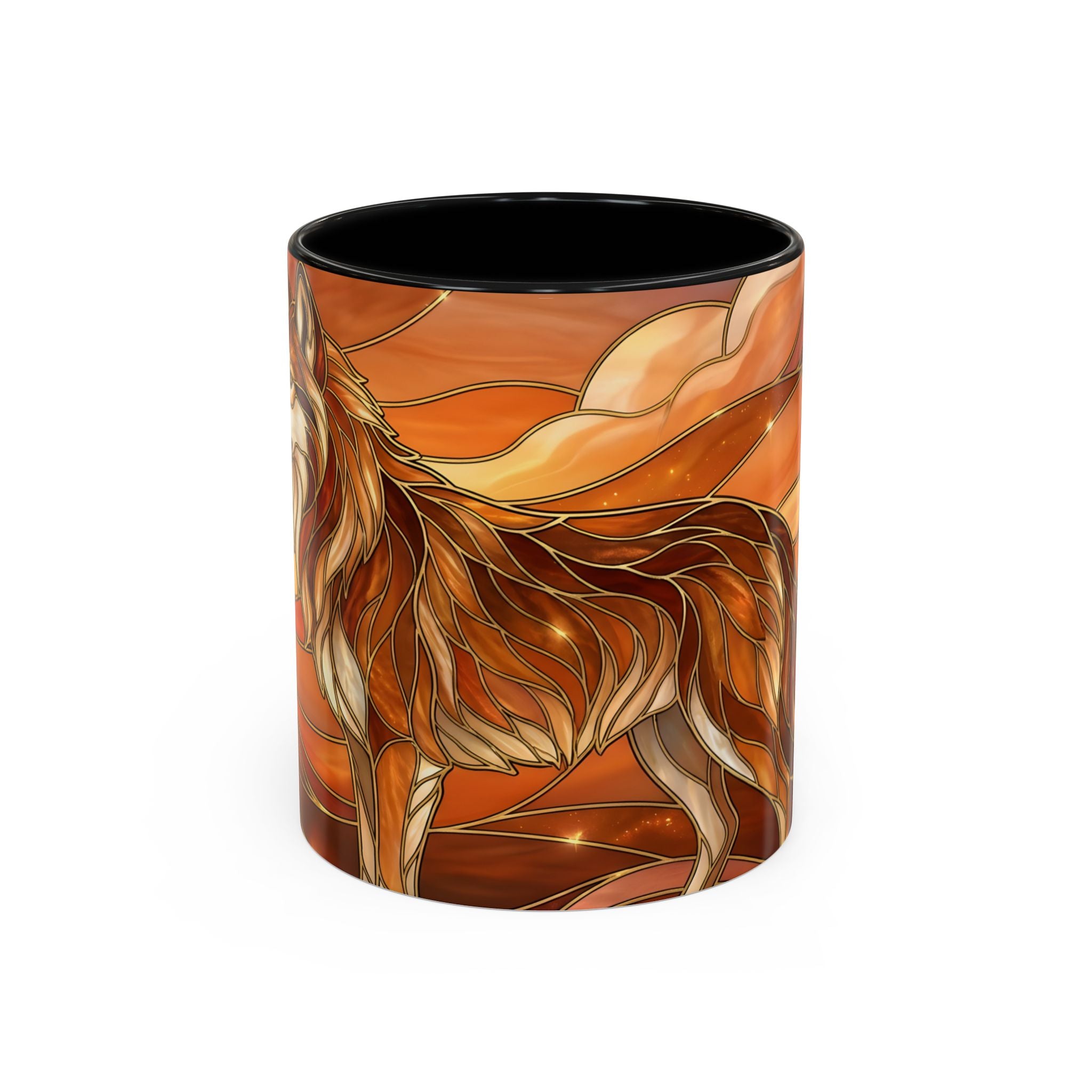Amber Wolf Stained Glass Style Mug