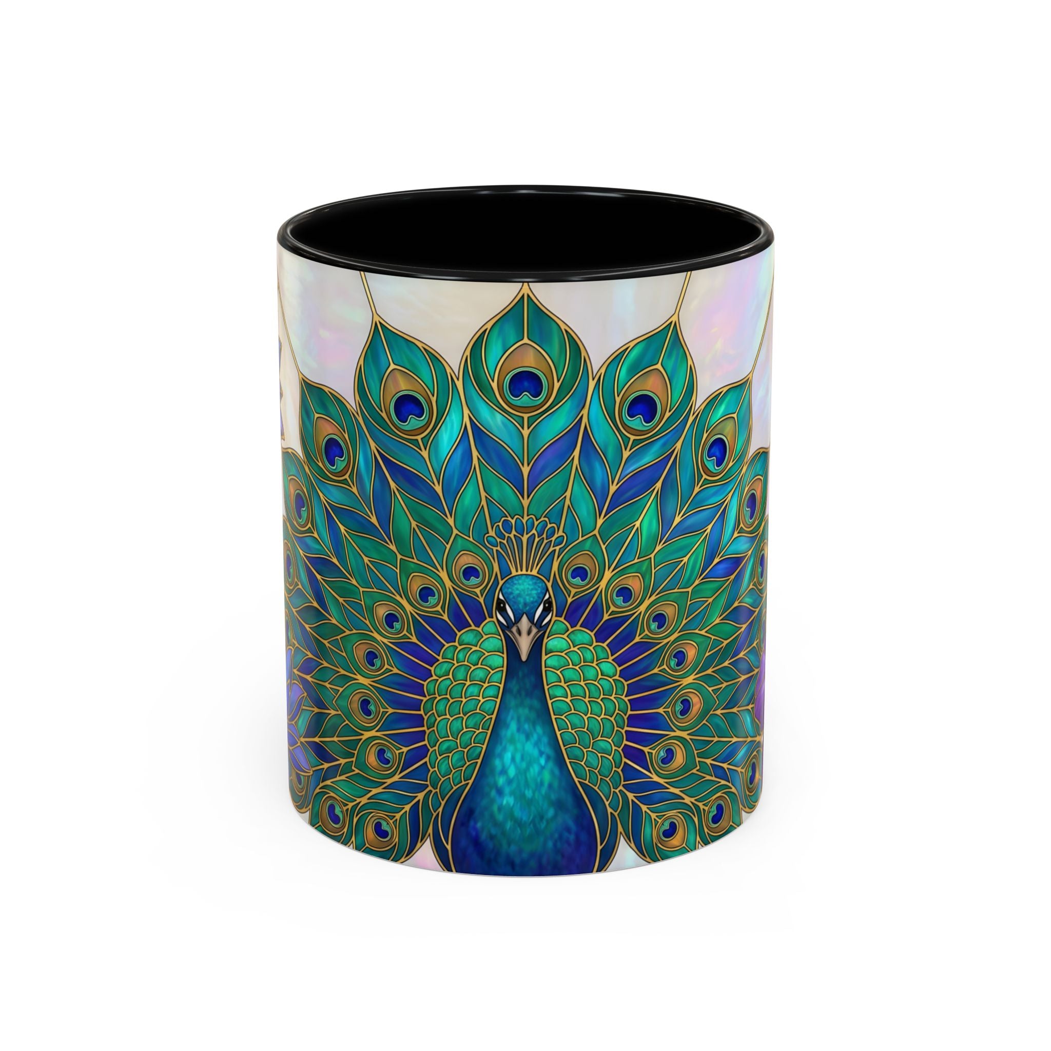 Floral Peacock Stained Glass Style Mug