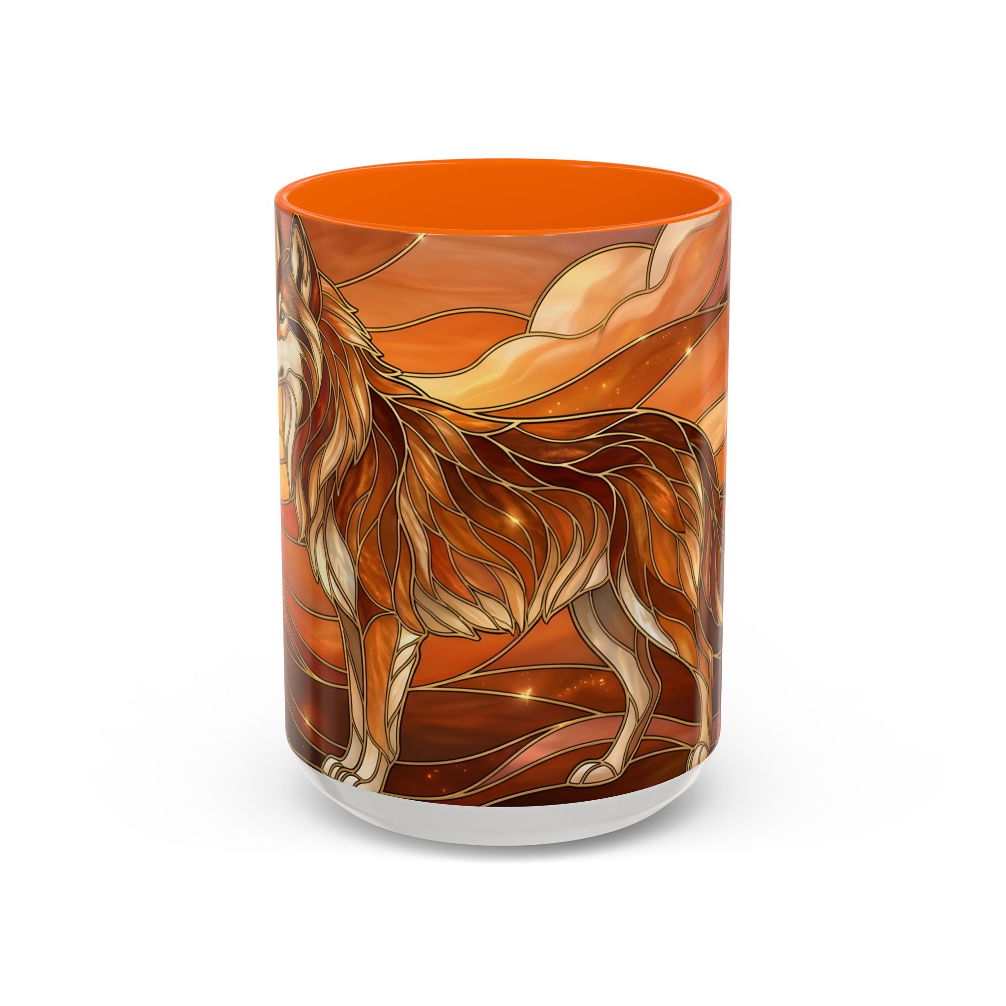 Amber Wolf Stained Glass Style Mug