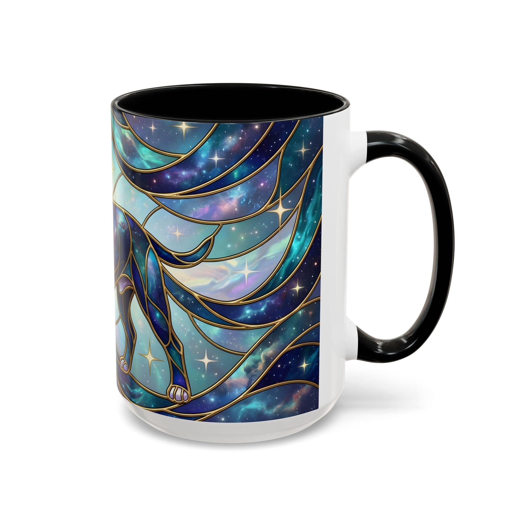 Teal Galaxy Staffy Stained Glass Style Mug