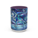 Moonlit Lake Wolf Stained Glass Style Mug