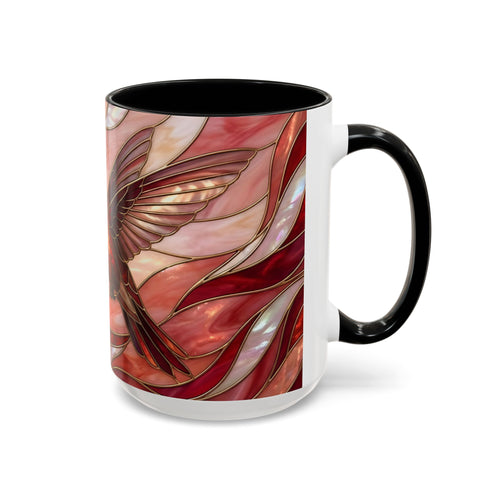 Scarlet Bloom Hummingbird Stained Glass Style Mug