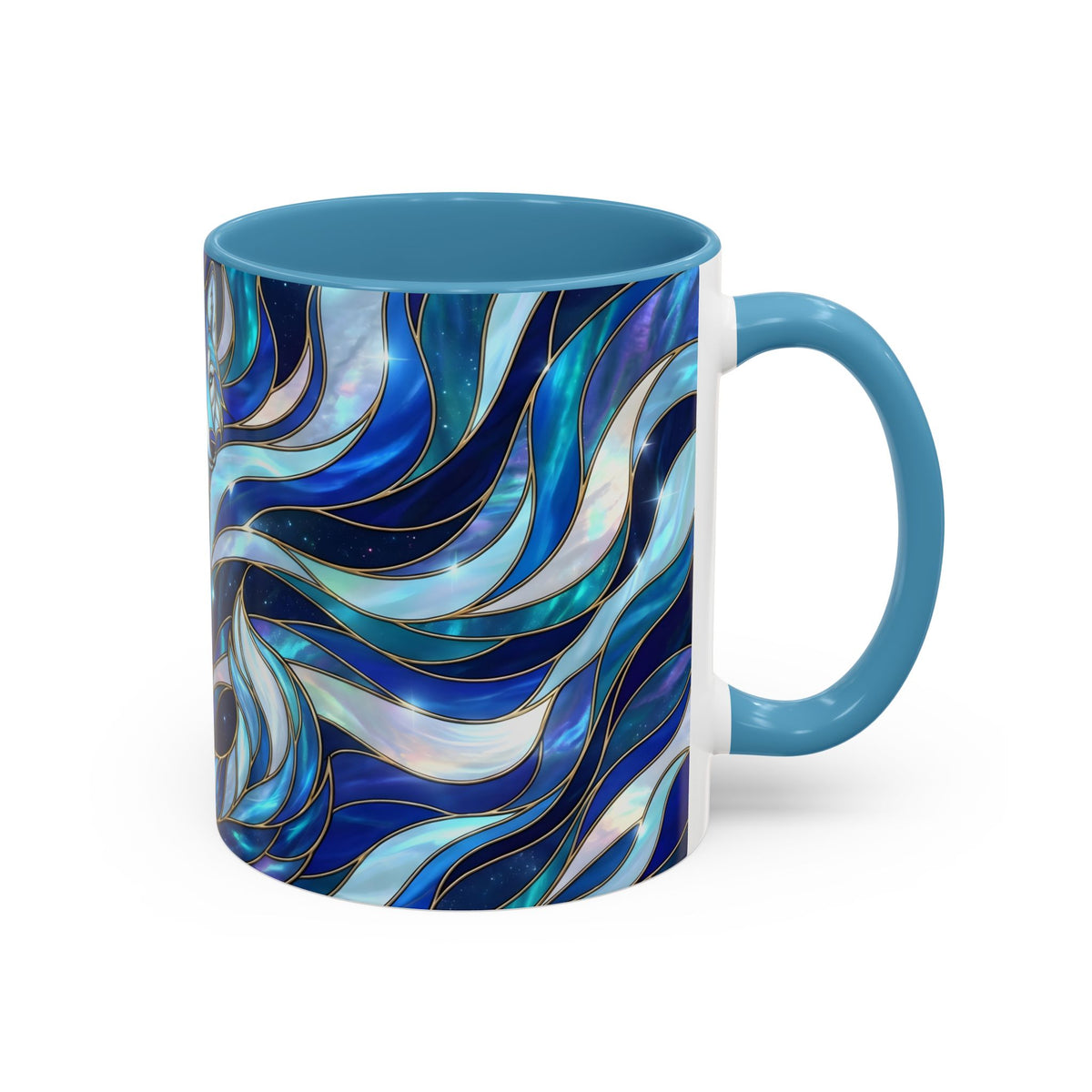 Cobalt Wolf Guardian Stained Glass Style Mug